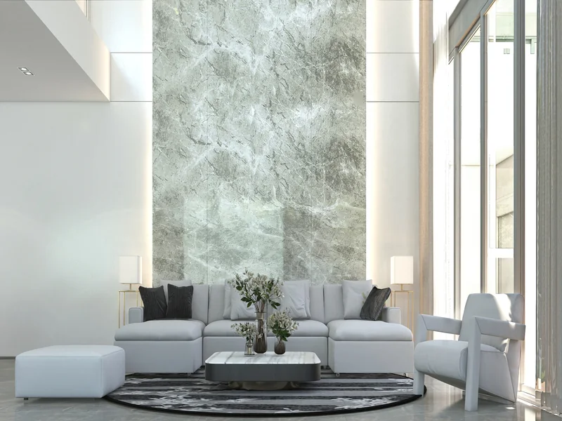 Warm metallic texture finish on a living room wall